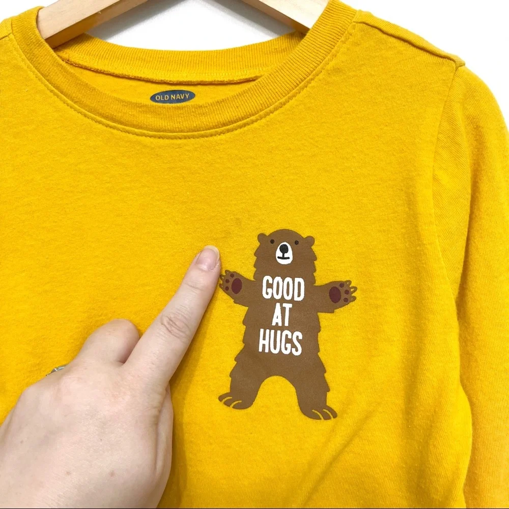 old navy | good at hugs bear long sleeved crewneck tee yellow 5t